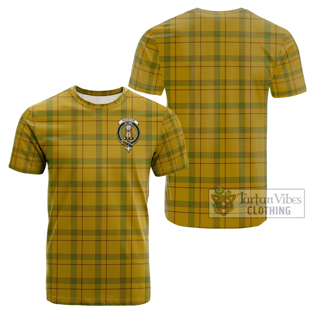 Houston Tartan Cotton T-Shirt with Family Crest Kid's Shirt - Tartanvibesclothing Shop