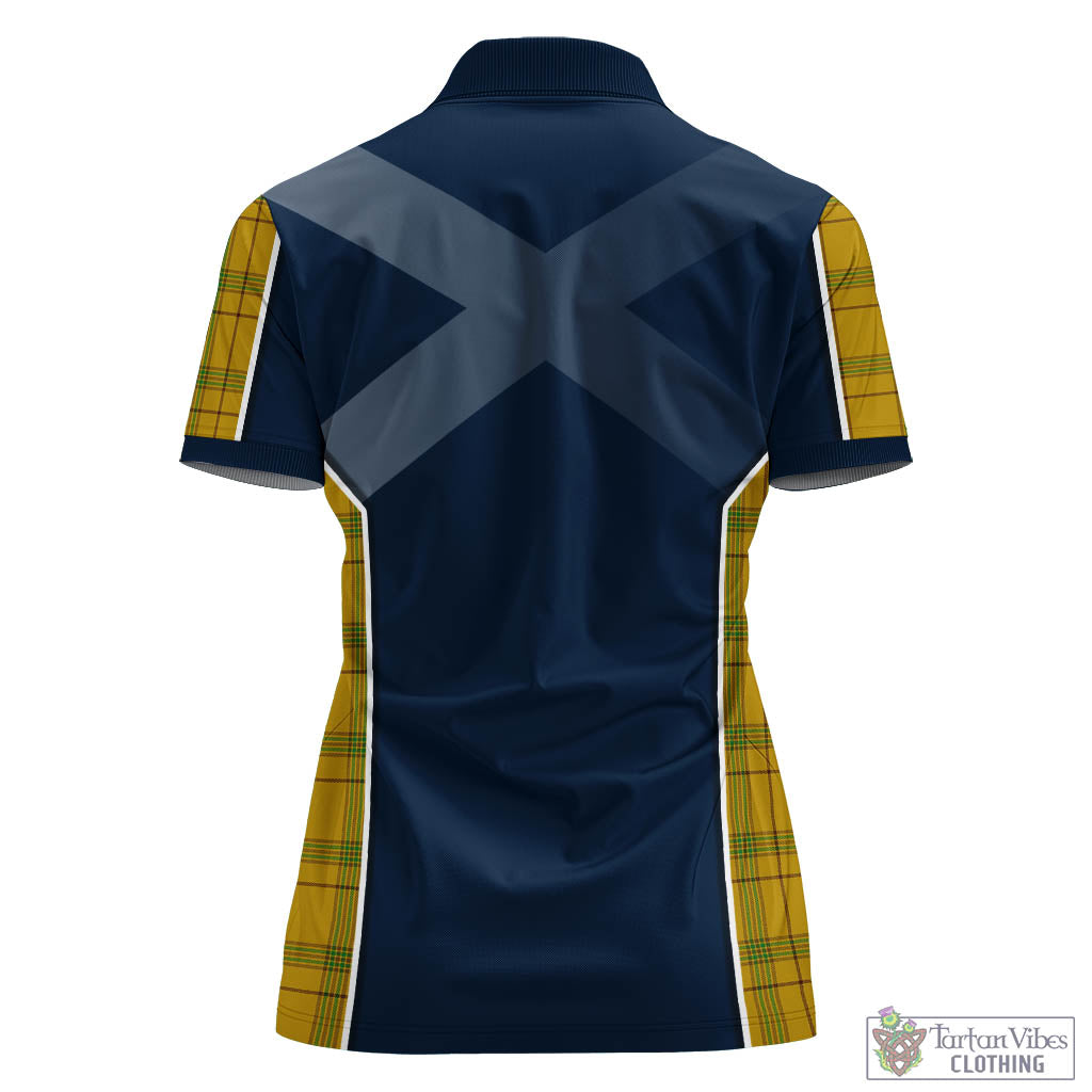 Houston Tartan Women's Polo Shirt with Family Crest and Lion Rampant Vibes Sport Style - Tartan Vibes Clothing