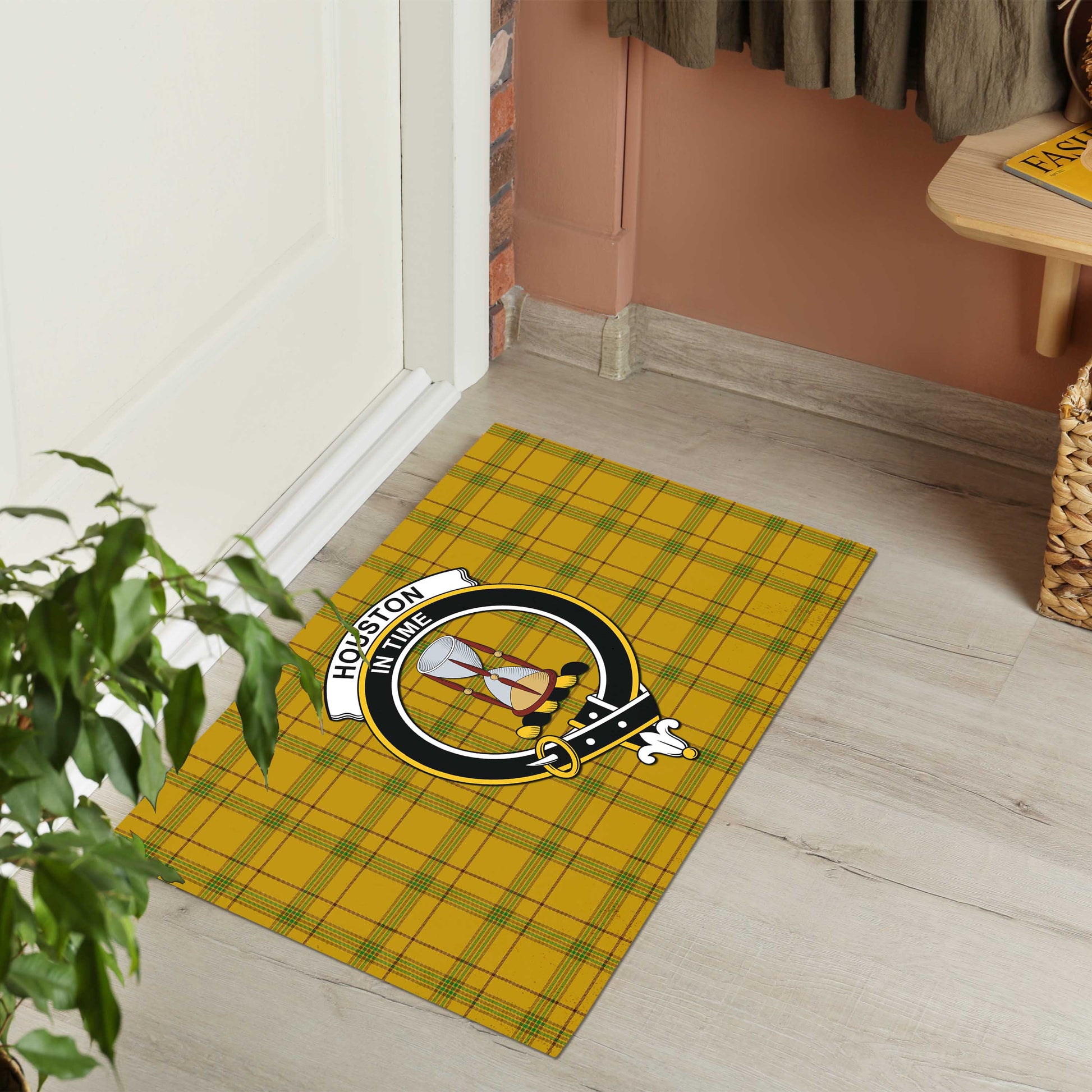 Houston Tartan Door Mat with Family Crest - Tartanvibesclothing