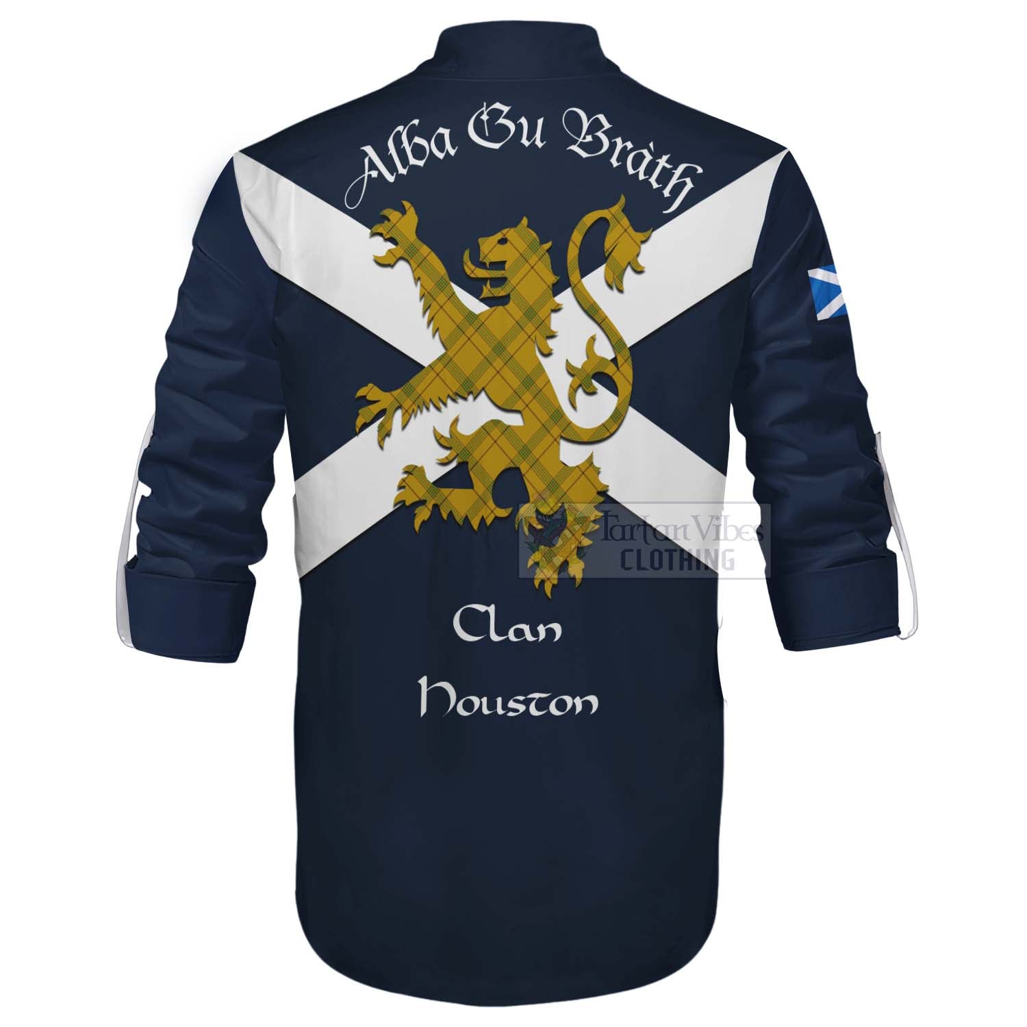 Tartan Vibes Clothing Houston Tartan Lion Rampant Ghillie Kilt Shirt Proudly Display Your Heritage with Alba Gu Brath and Clan Name