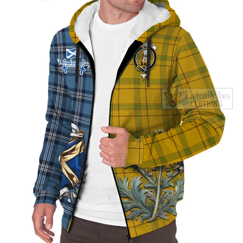 Tartan Vibes Clothing Houston Tartan Sherpa Hoodie Happy St. Andrew's Day Half Tartan Style