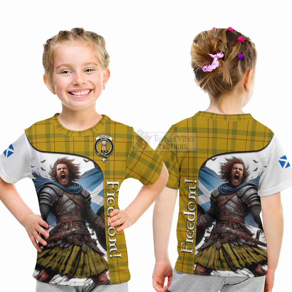 Tartan Vibes Clothing Houston Crest Tartan Kid T-Shirt Inspired by the Freedom of Scottish Warrior