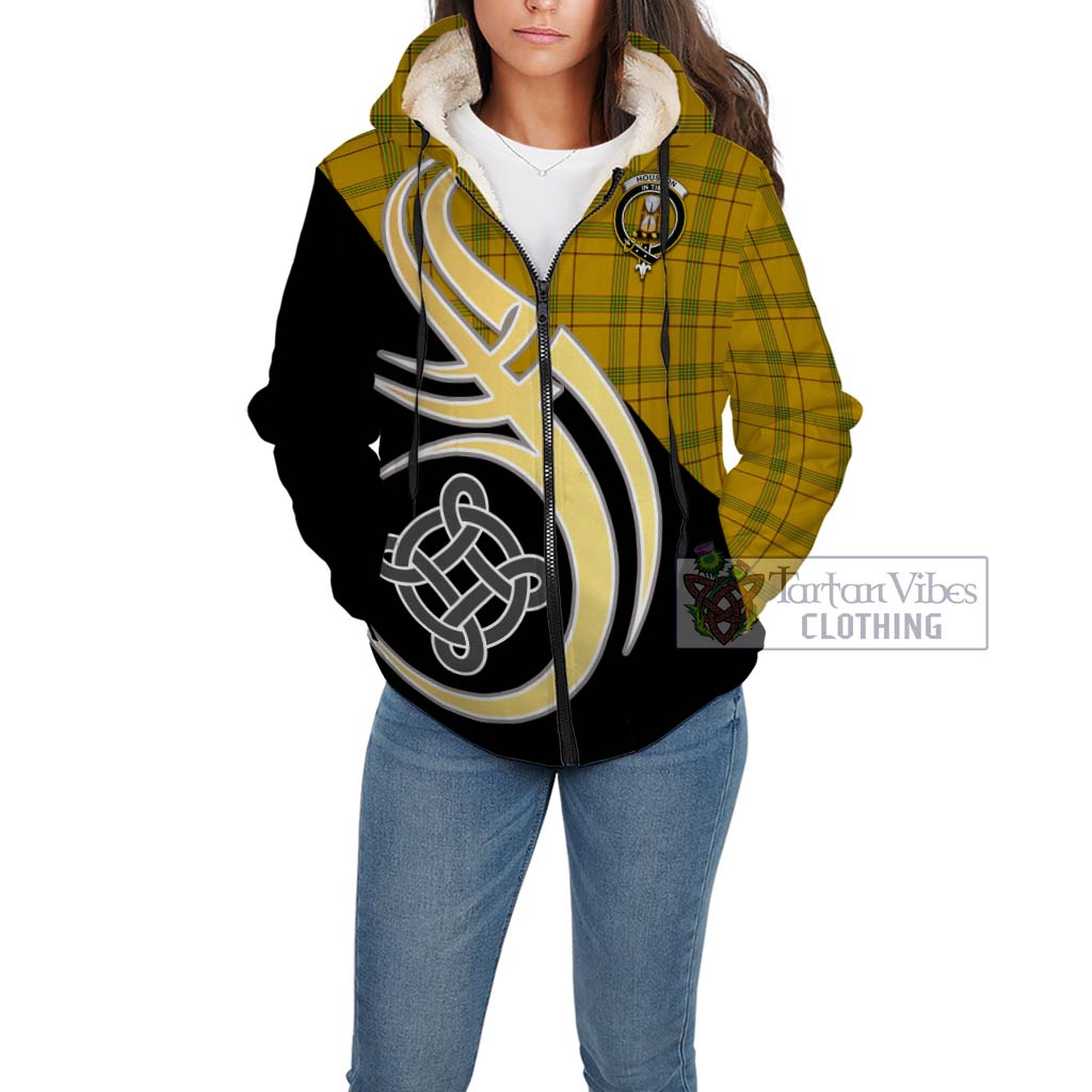 Houston Tartan Sherpa Hoodie with Family Crest and Celtic Symbol Style Unisex - Tartan Vibes Clothing