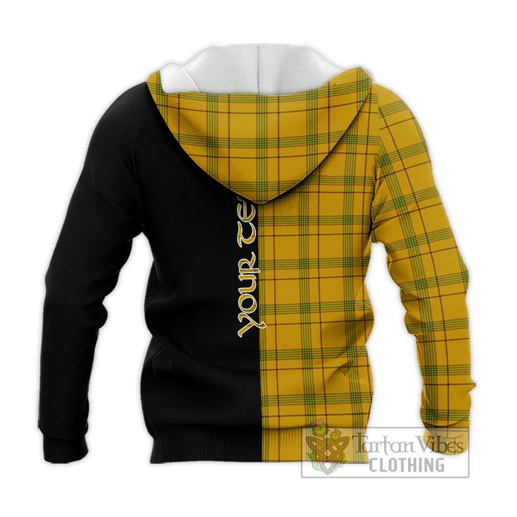 Houston Tartan Knitted Hoodie with Family Crest and Half Of Me Style - Tartanvibesclothing Shop