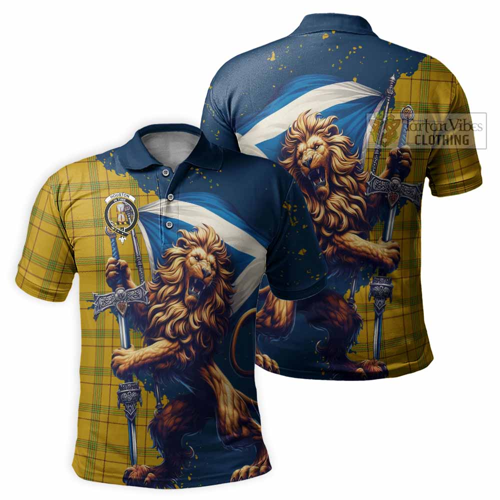 Tartan Vibes Clothing Houston Tartan Family Crest Men's Polo Shirt with Scottish Majestic Lion