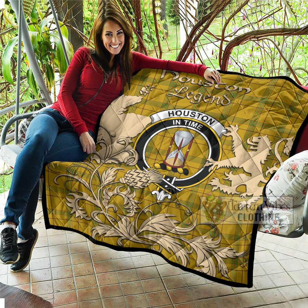 Tartan Vibes Clothing Houston Tartan Quilt with Family Crest and Scottish Symbol Style