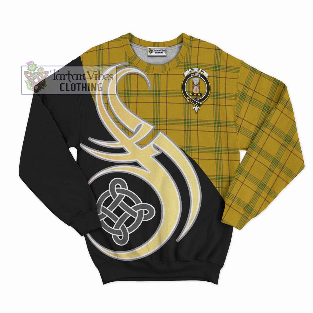 Houston Tartan Sweatshirt with Family Crest and Celtic Symbol Style - Tartan Vibes Clothing