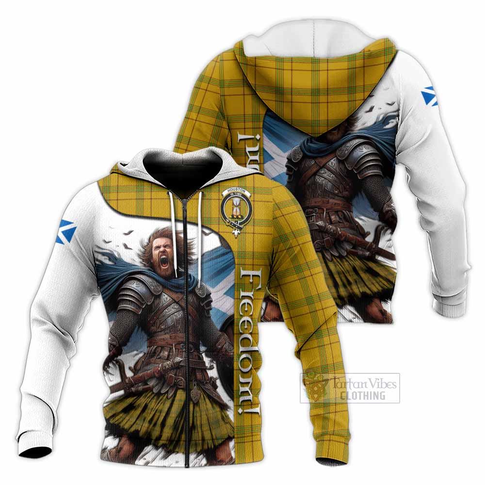 Tartan Vibes Clothing Houston Crest Tartan Knitted Hoodie Inspired by the Freedom of Scottish Warrior