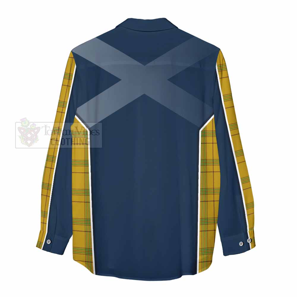 Tartan Vibes Clothing Houston Tartan Women's Casual Shirt with Family Crest and Lion Rampant Vibes Sport Style