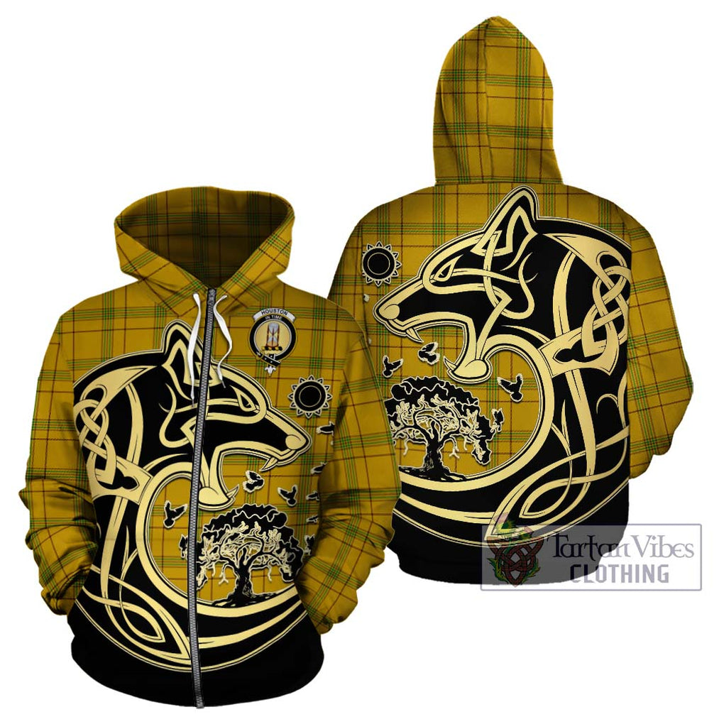 Houston Tartan Hoodie with Family Crest Celtic Wolf Style - Tartan Vibes Clothing