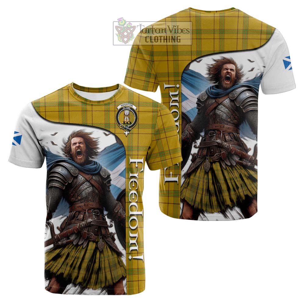 Tartan Vibes Clothing Houston Crest Tartan Cotton T-shirt Inspired by the Freedom of Scottish Warrior