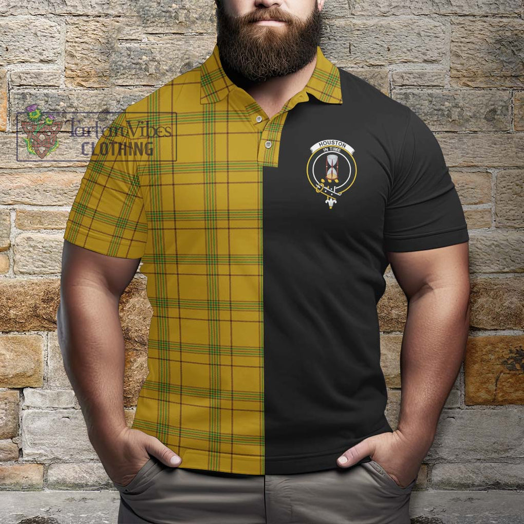 Houston Tartan Polo Shirt with Family Crest and Half Of Me Style - Tartanvibesclothing Shop