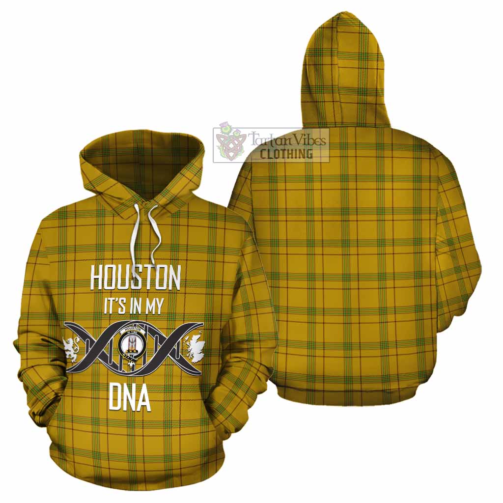 Tartan Vibes Clothing Houston Tartan Cotton Hoodie with Family Crest DNA In Me Style