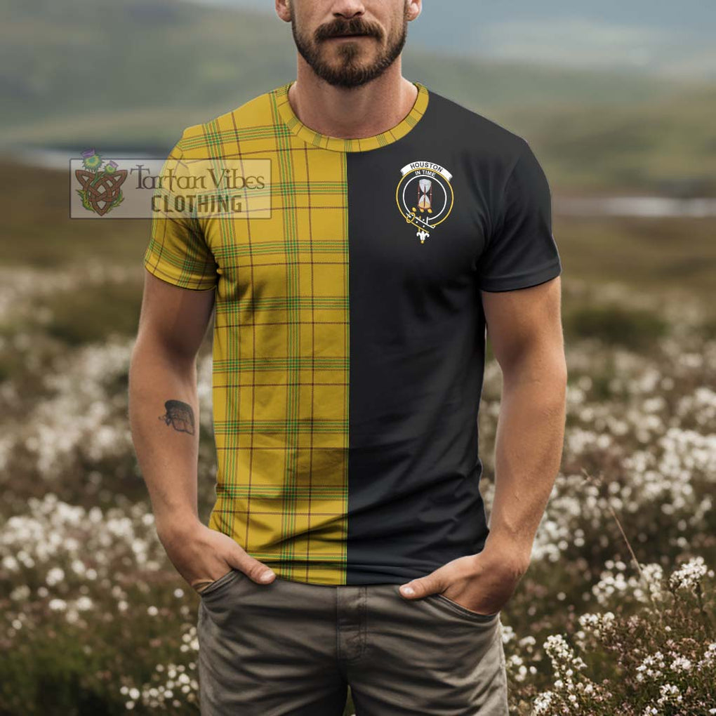 Houston Tartan T-Shirt with Family Crest and Half Of Me Style - Tartanvibesclothing Shop