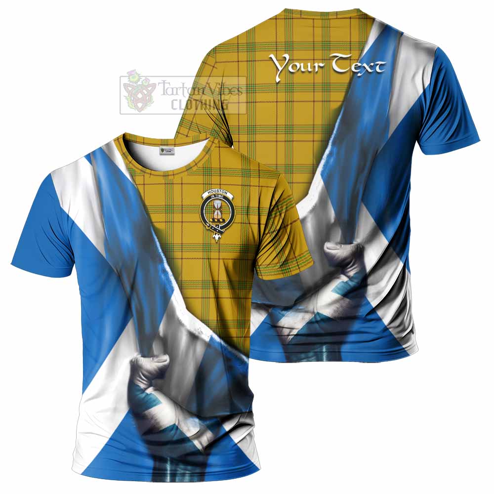 Tartan Vibes Clothing Houston Tartan T-Shirt with Family Crest Scotland Patriotic Style