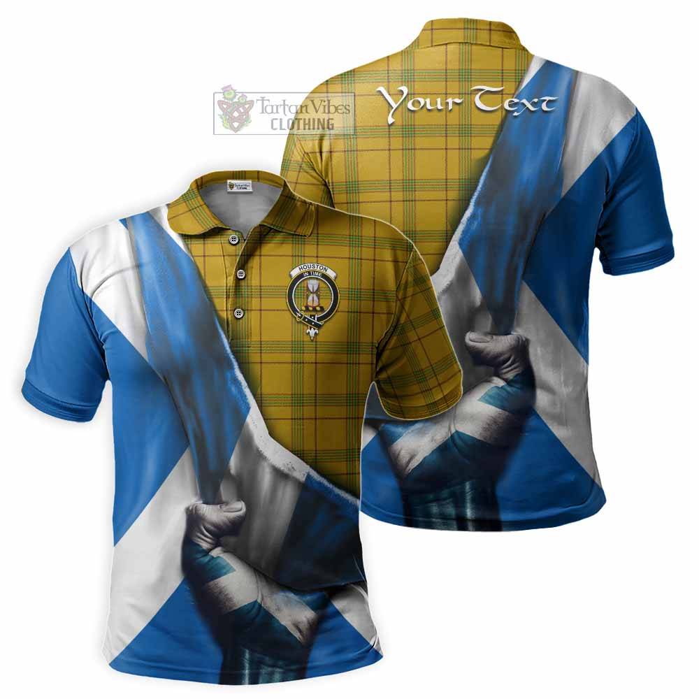 Tartan Vibes Clothing Houston Tartan Polo Shirt with Family Crest Scotland Patriotic Style