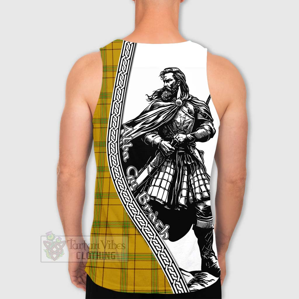 Tartan Vibes Clothing Houston Tartan Clan Crest Men's Tank Top with Highlander Warrior Celtic Style