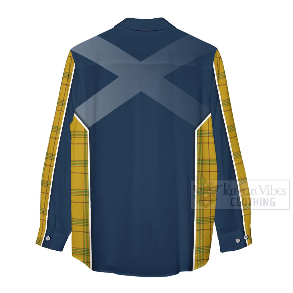 Tartan Vibes Clothing Houston Tartan Women's Casual Shirt with Family Crest and Scottish Thistle Vibes Sport Style