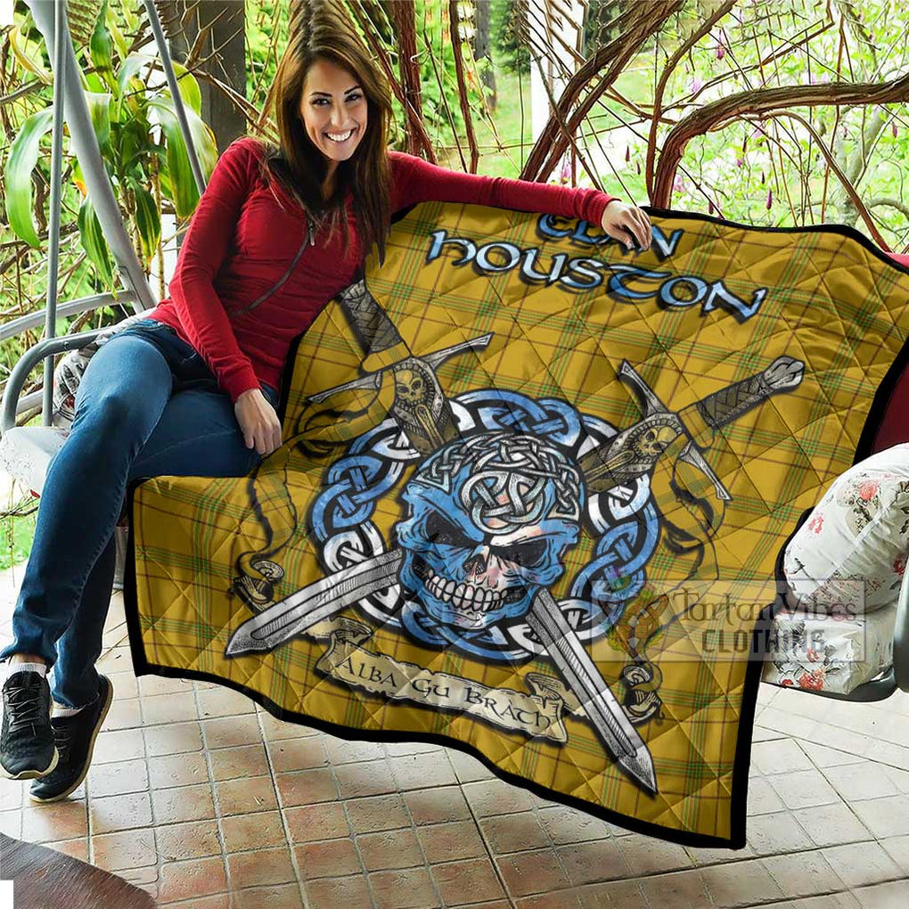 Tartan Vibes Clothing Houston Tartan Quilt with Celtic Skull Alba Gu Brath Style