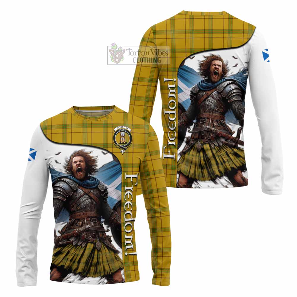 Tartan Vibes Clothing Houston Crest Tartan Long Sleeve T-Shirt Inspired by the Freedom of Scottish Warrior