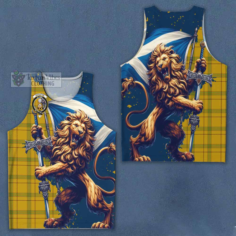 Tartan Vibes Clothing Houston Tartan Family Crest Men's Tank Top with Scottish Majestic Lion