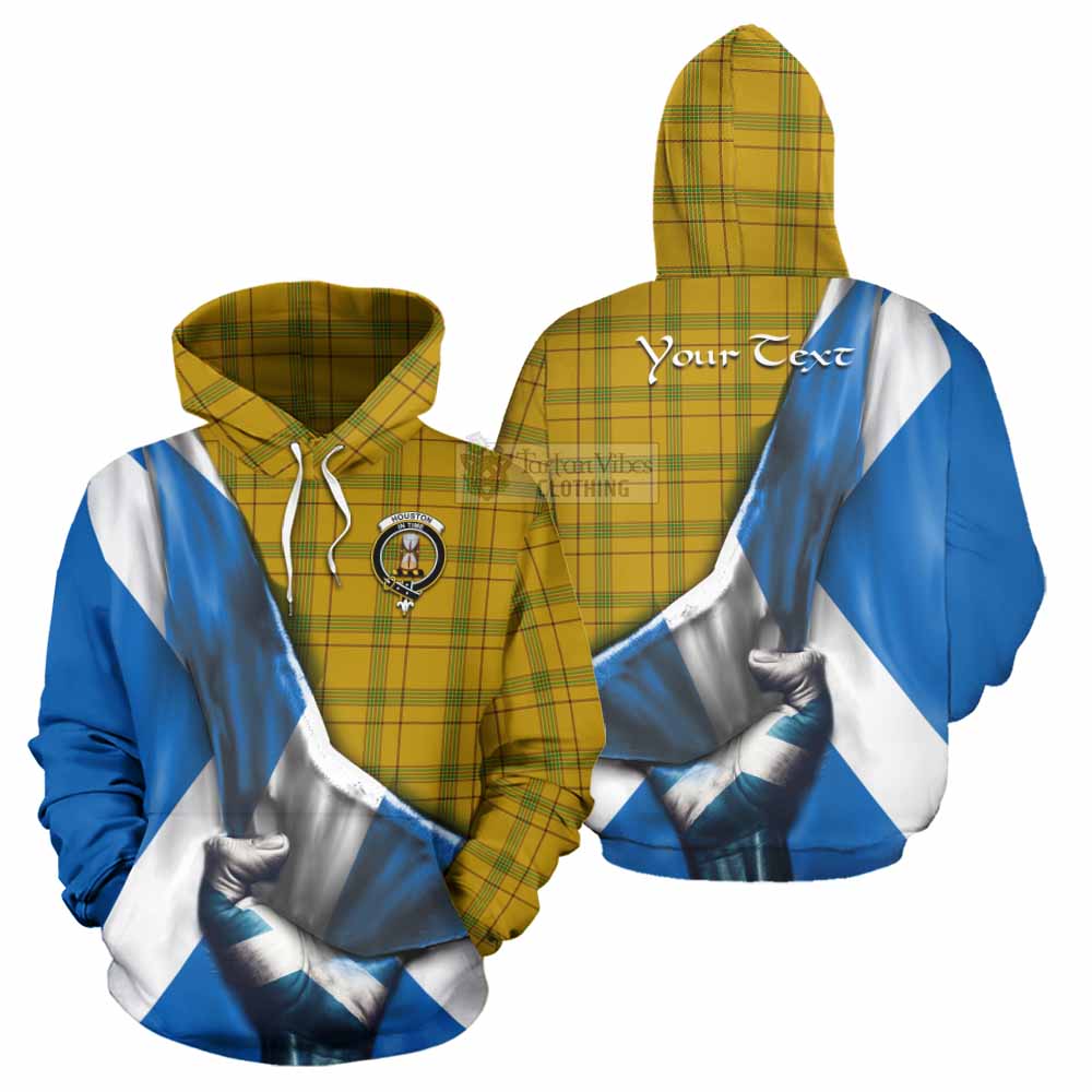 Tartan Vibes Clothing Houston Tartan Hoodie with Family Crest Scotland Patriotic Style