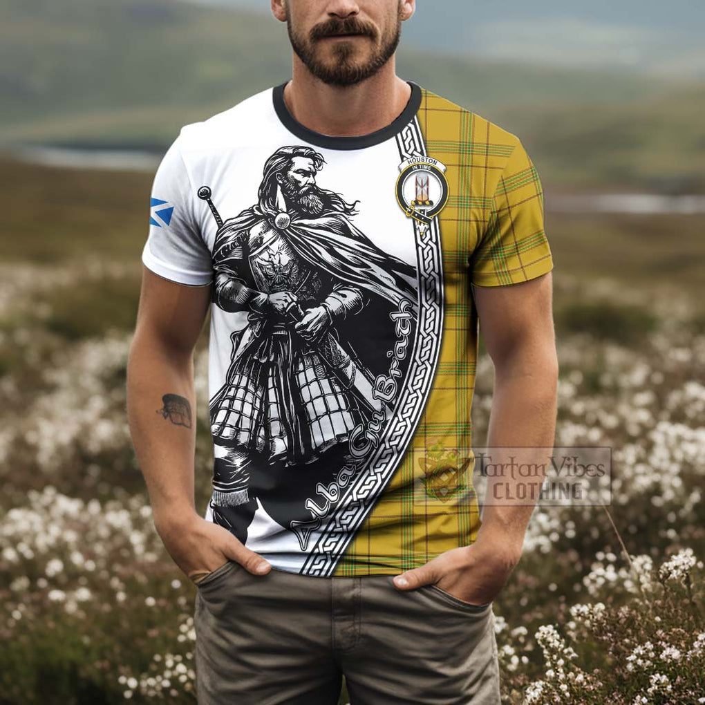 Tartan Vibes Clothing Houston Tartan Clan Crest T-Shirt with Highlander Warrior Celtic Style