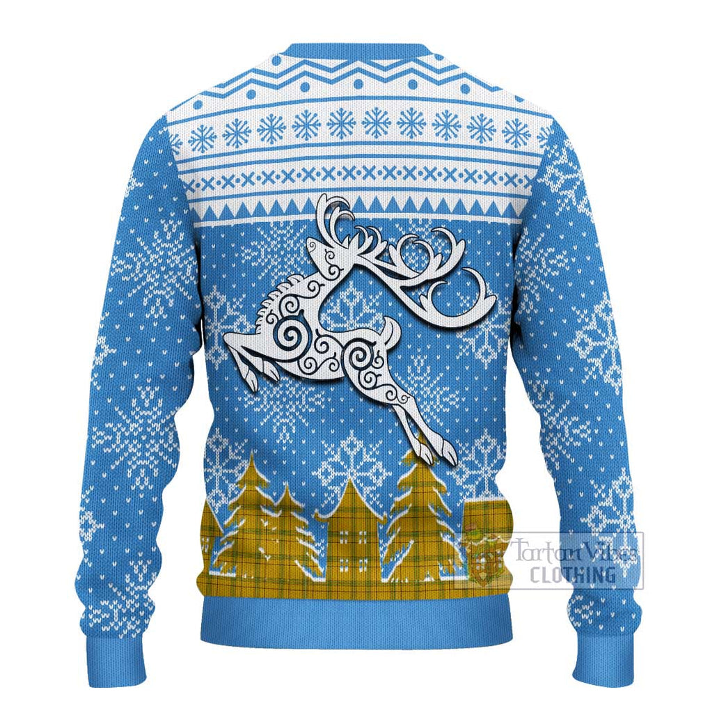 Tartan Vibes Clothing Houston Clan Christmas Ugly Sweater with Tartan and Celtic Raindeer Style