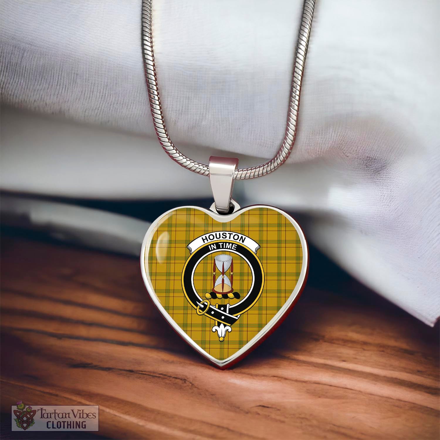 Tartan Vibes Clothing Houston Tartan Heart Necklace with Family Crest