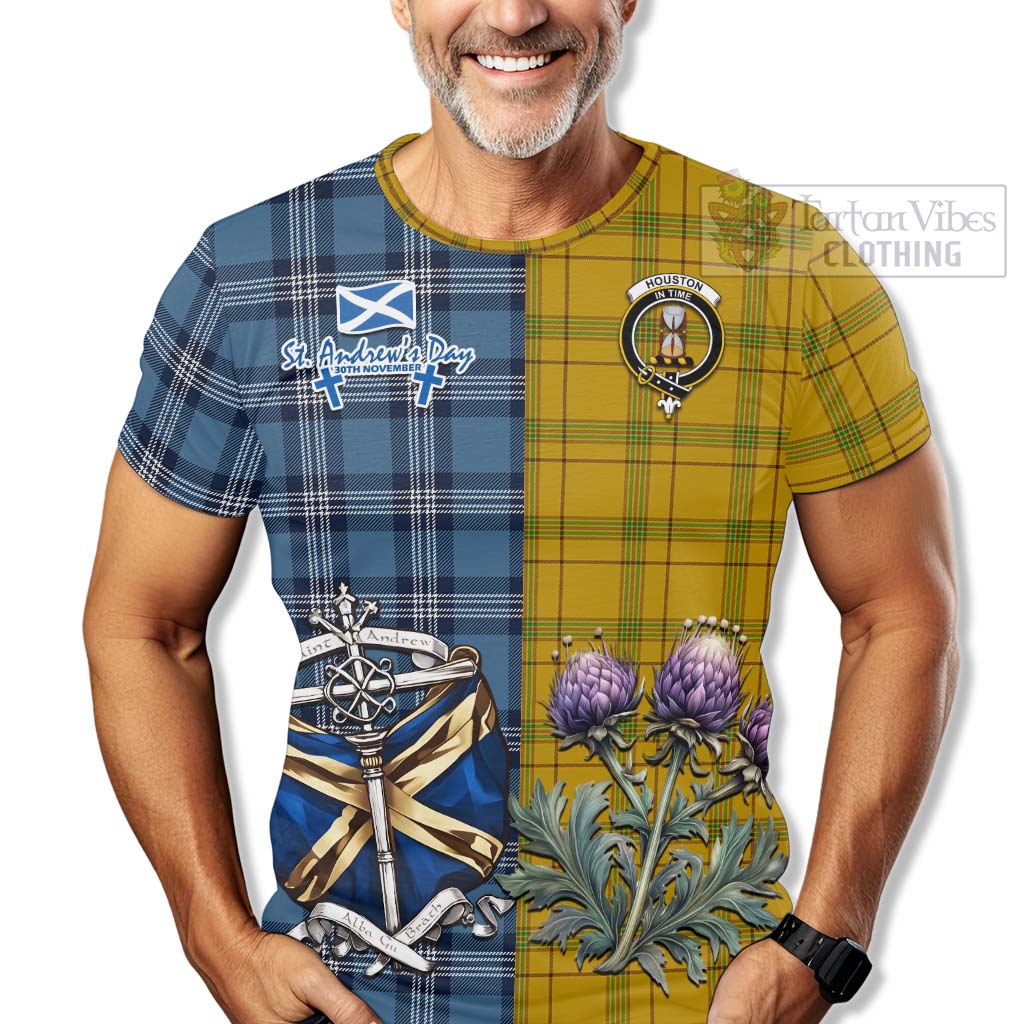 Tartan Vibes Clothing Houston Tartan T-Shirt Happy St. Andrew's Day Half Tartan Style