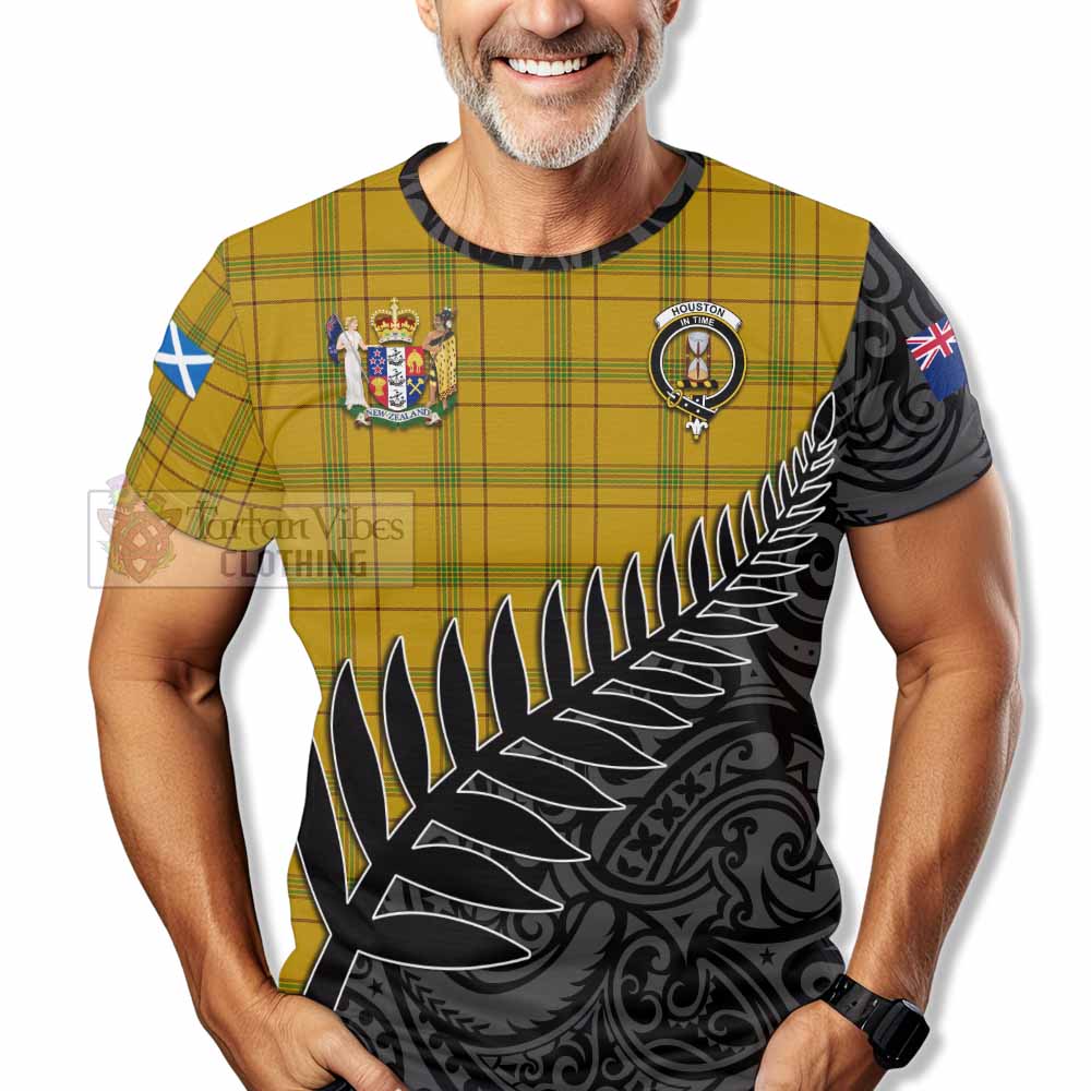 Tartan Vibes Clothing Houston Crest Tartan T-Shirt with New Zealand Silver Fern Half Style