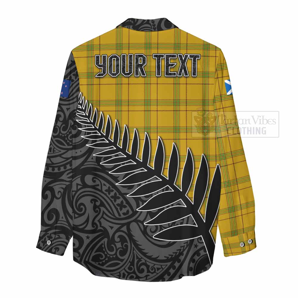 Tartan Vibes Clothing Houston Crest Tartan Women's Casual Shirt with New Zealand Silver Fern Half Style