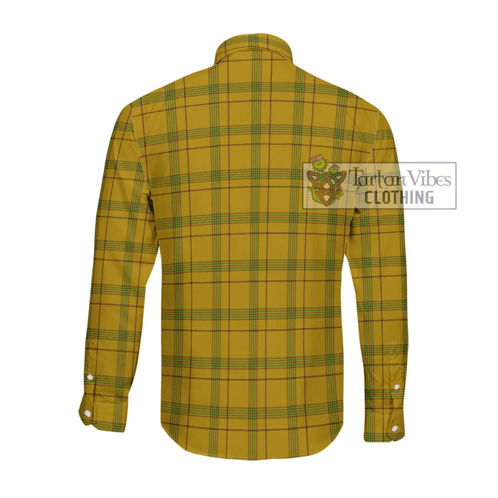 Houston Tartan Long Sleeve Button Shirt with Family Crest DNA In Me Style - Tartanvibesclothing Shop