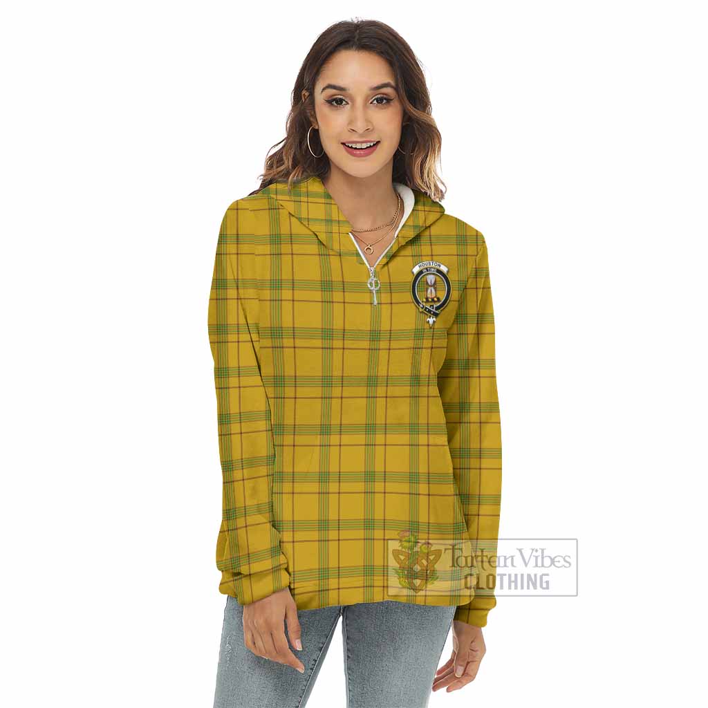 Tartan Vibes Clothing Houston Tartan Crest Women's Borg  Half Zip Fleece Hoodie