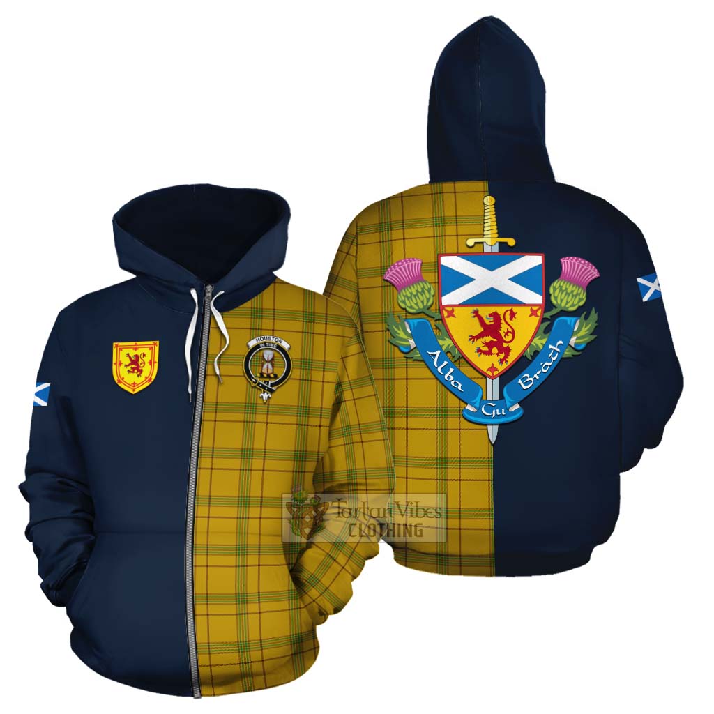 Tartan Vibes Clothing Houston Tartan Cotton Hoodie Alba with Scottish Lion Royal Arm Half Style