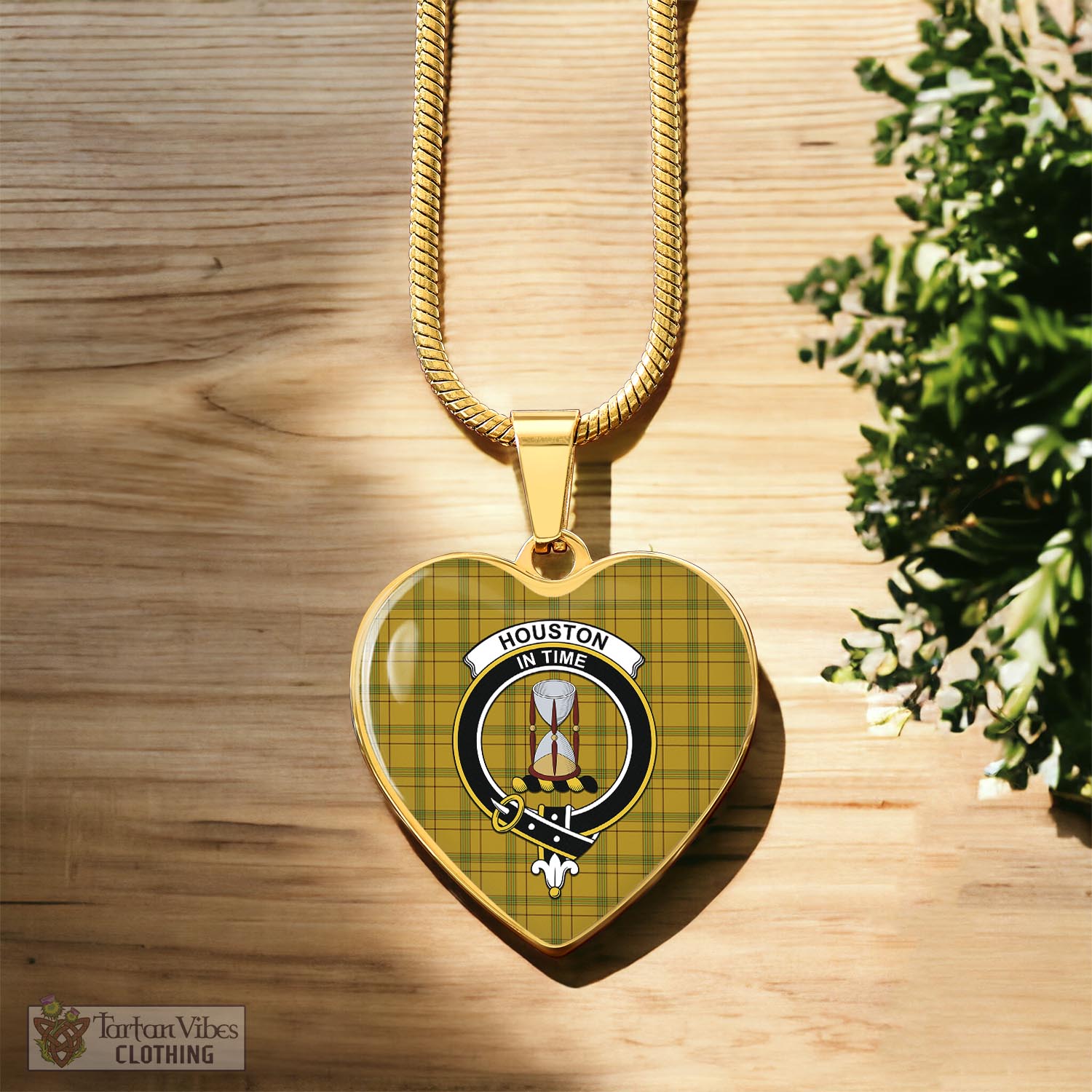 Tartan Vibes Clothing Houston Tartan Heart Necklace with Family Crest