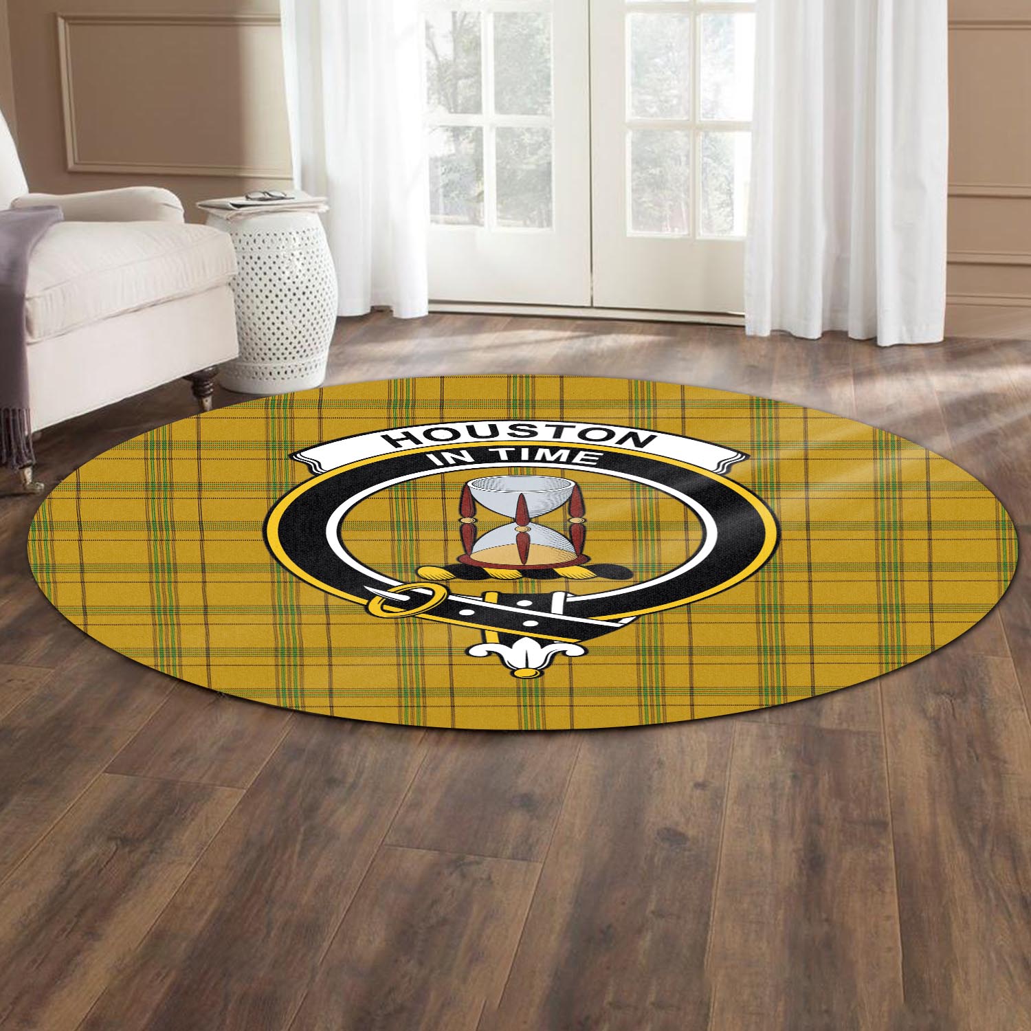 houston-tartan-round-rug-with-family-crest