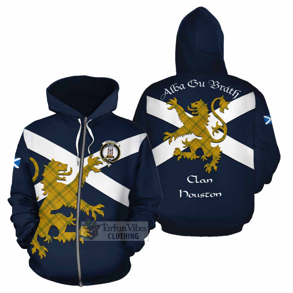 Tartan Vibes Clothing Houston Tartan Lion Rampant Cotton Hoodie Proudly Display Your Heritage with Alba Gu Brath and Clan Name