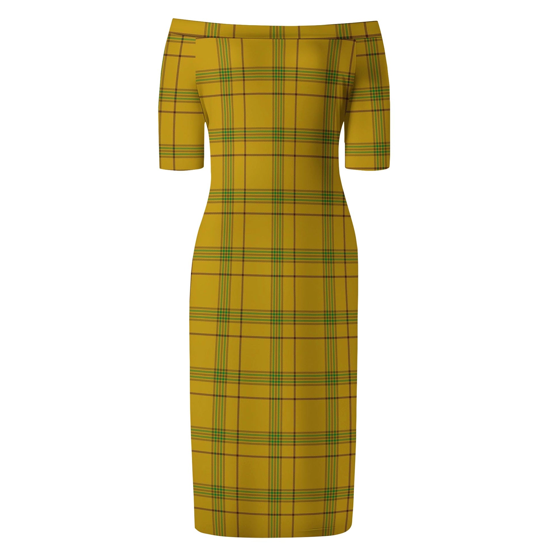 Houston Tartan Off Shoulder Lady Dress - Tartanvibesclothing