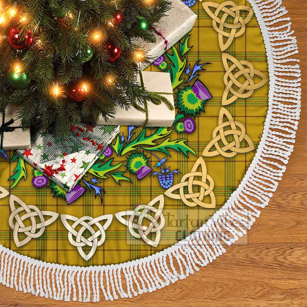 Houston Tartan Christmas Tree Skirt with Thistle Celtic Knot Style - Tartan Vibes Clothing
