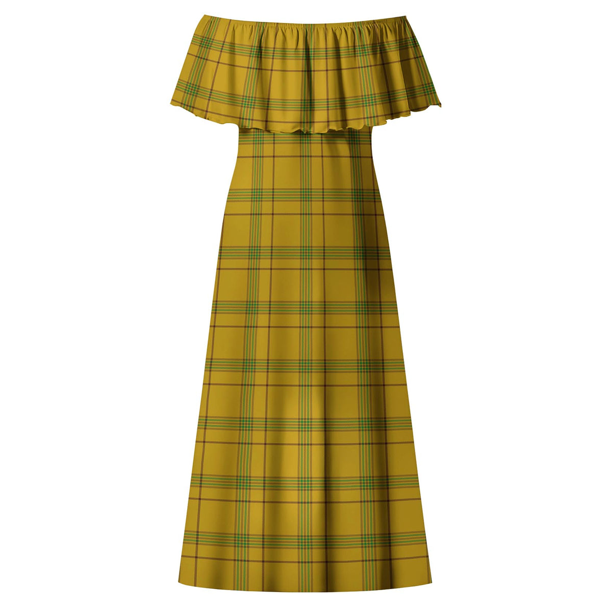 Houston Tartan Off Shoulder Long Dress - Tartan Vibes Clothing