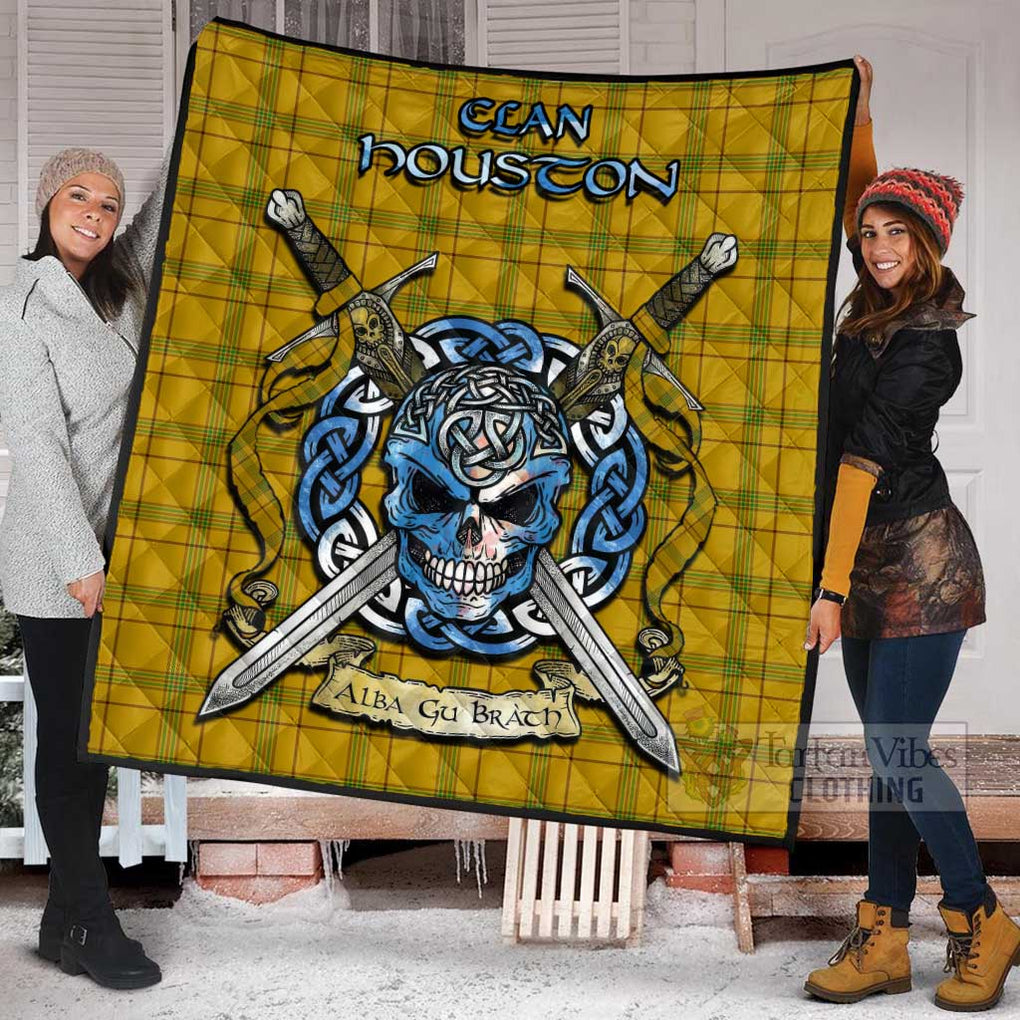 Tartan Vibes Clothing Houston Tartan Quilt with Celtic Skull Alba Gu Brath Style