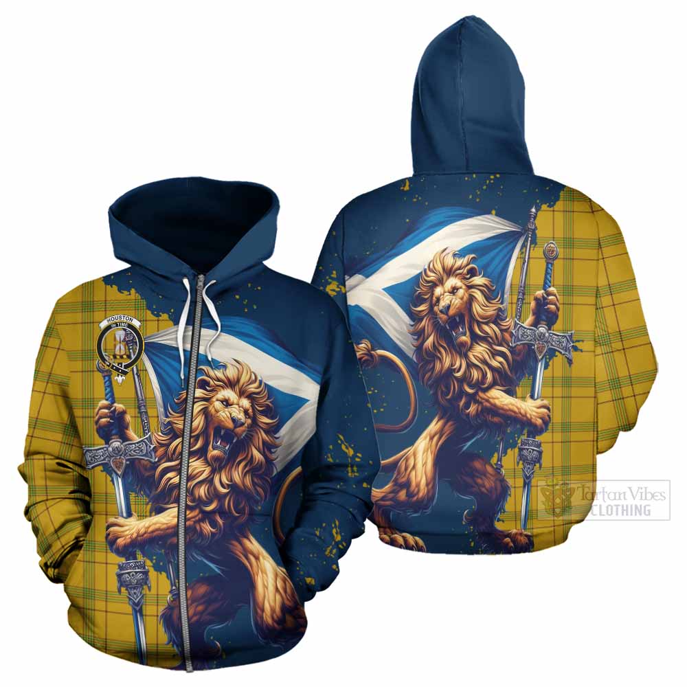 Tartan Vibes Clothing Houston Tartan Family Crest Hoodie with Scottish Majestic Lion