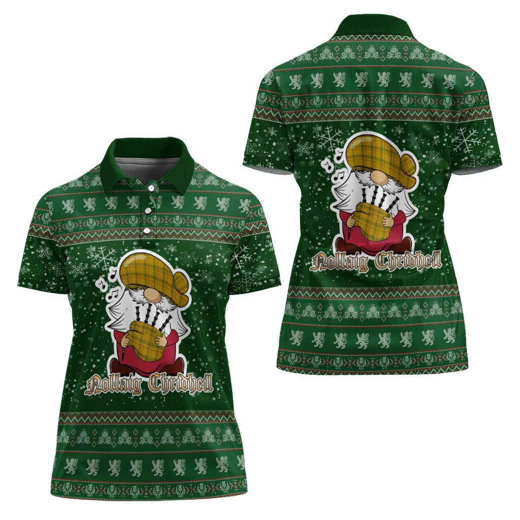 Houston Clan Christmas Family Polo Shirt with Funny Gnome Playing Bagpipes - Tartanvibesclothing