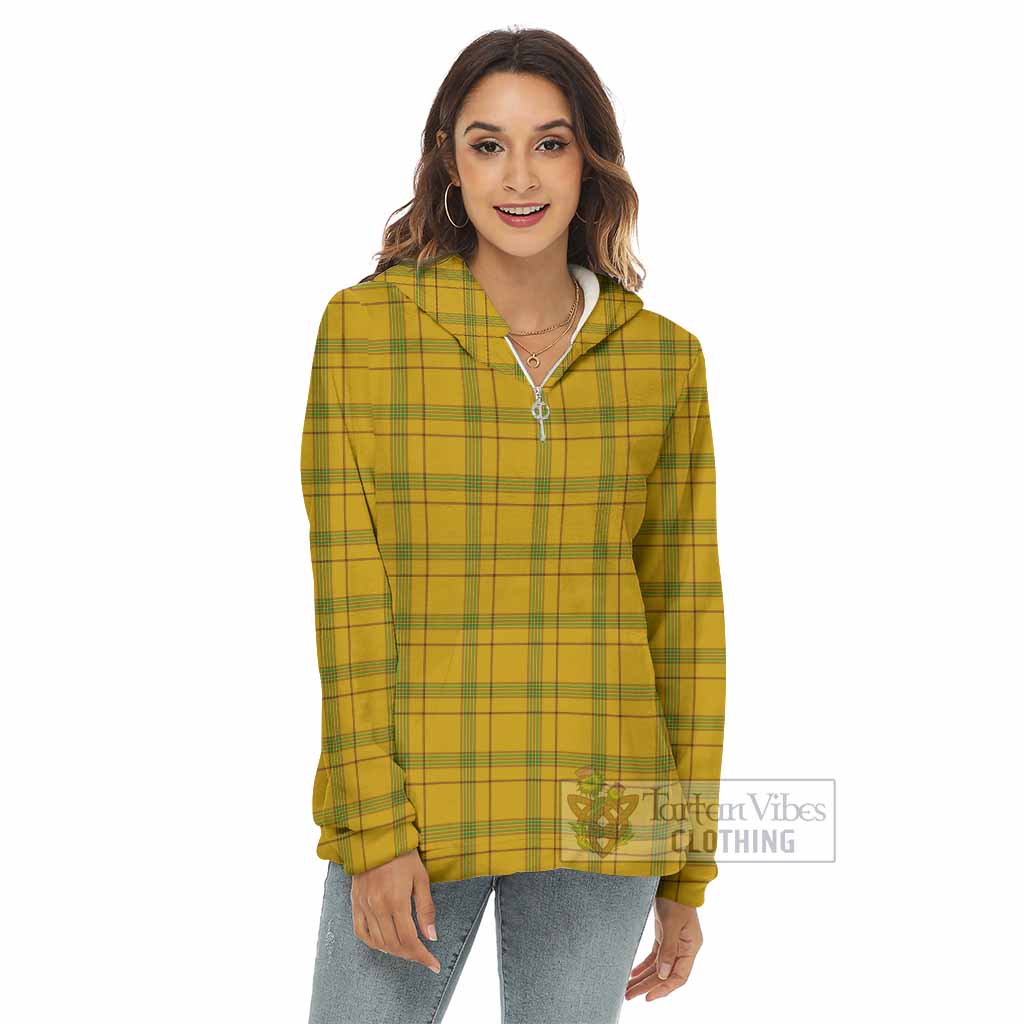 Tartan Vibes Clothing Houston Tartan Women's Borg  Half Zip Fleece Hoodie