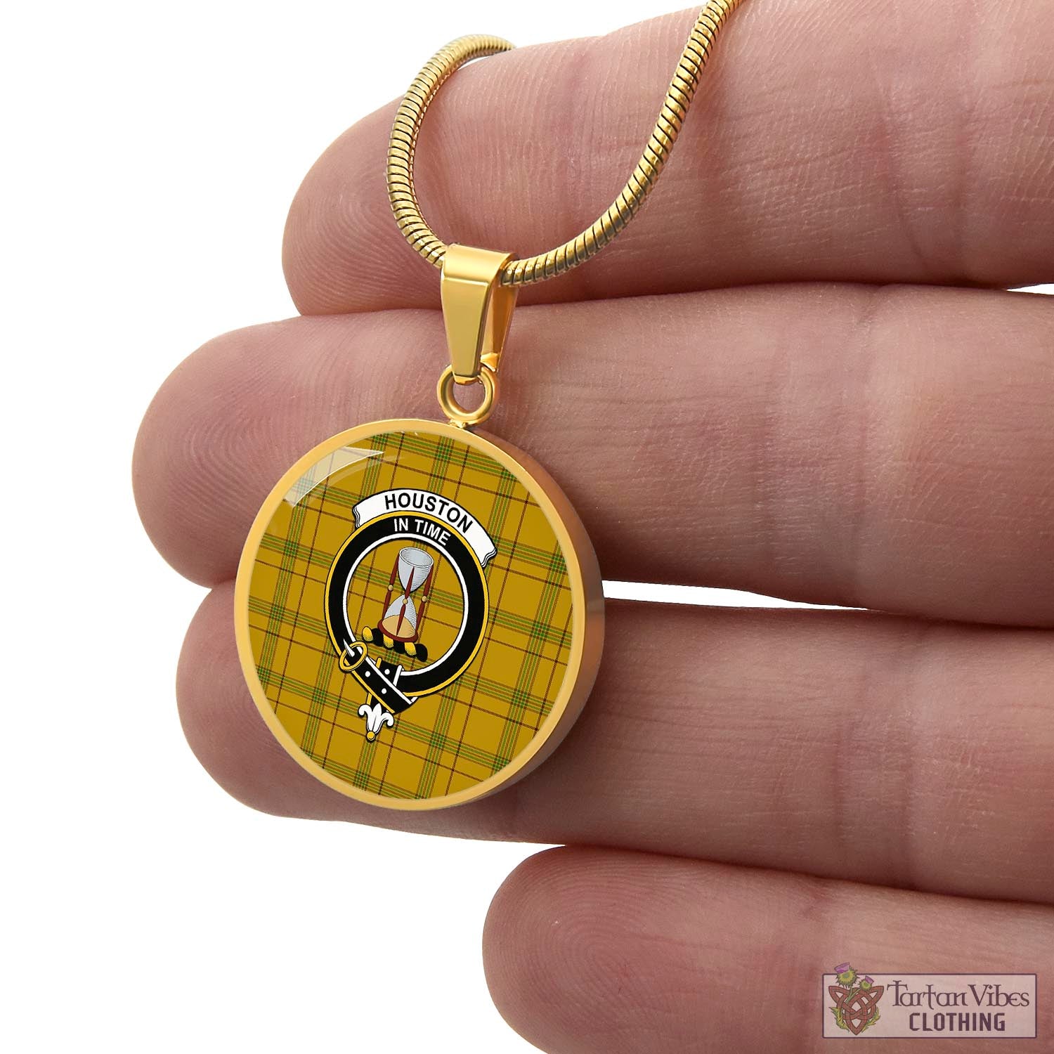 Tartan Vibes Clothing Houston Tartan Circle Necklace with Family Crest