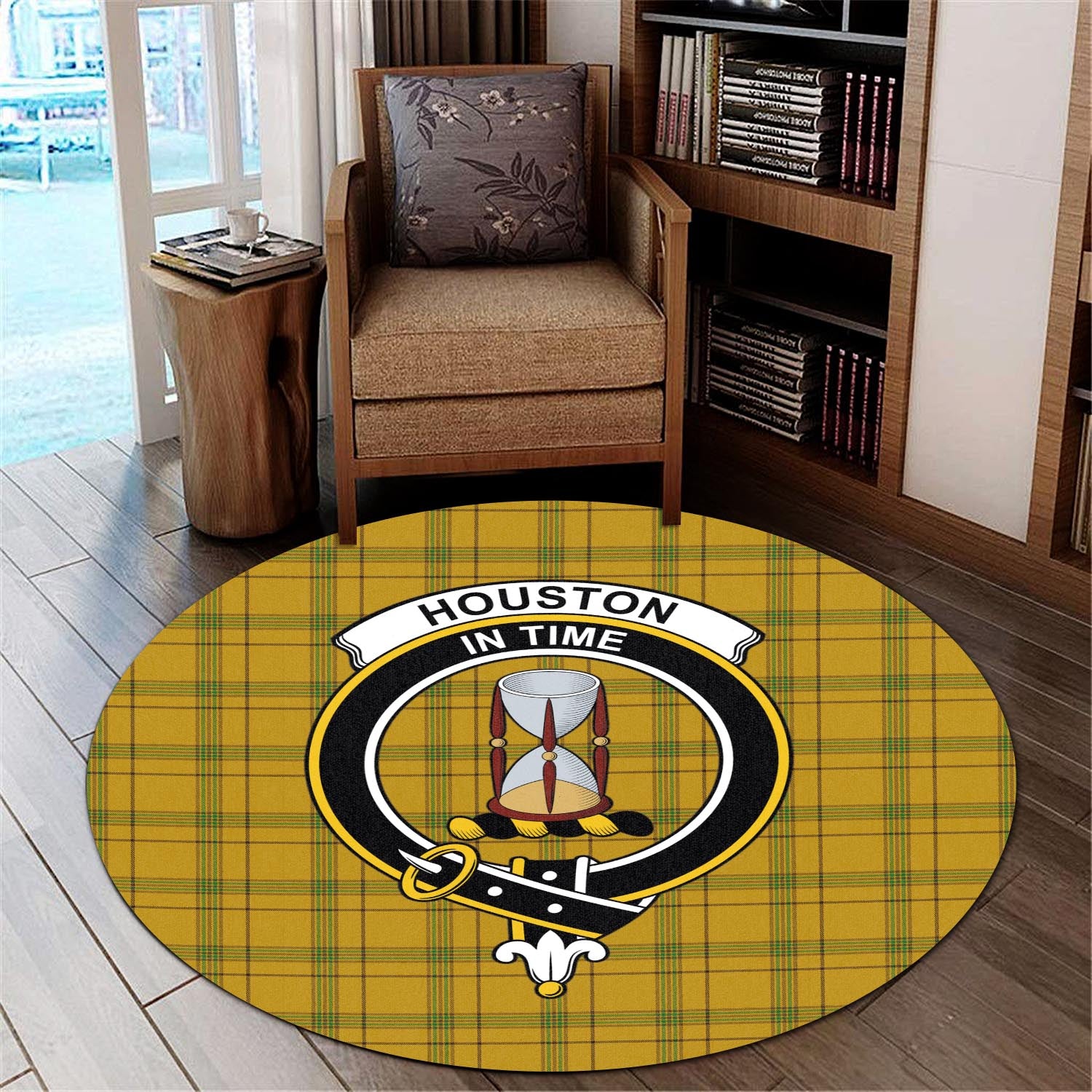 houston-tartan-round-rug-with-family-crest