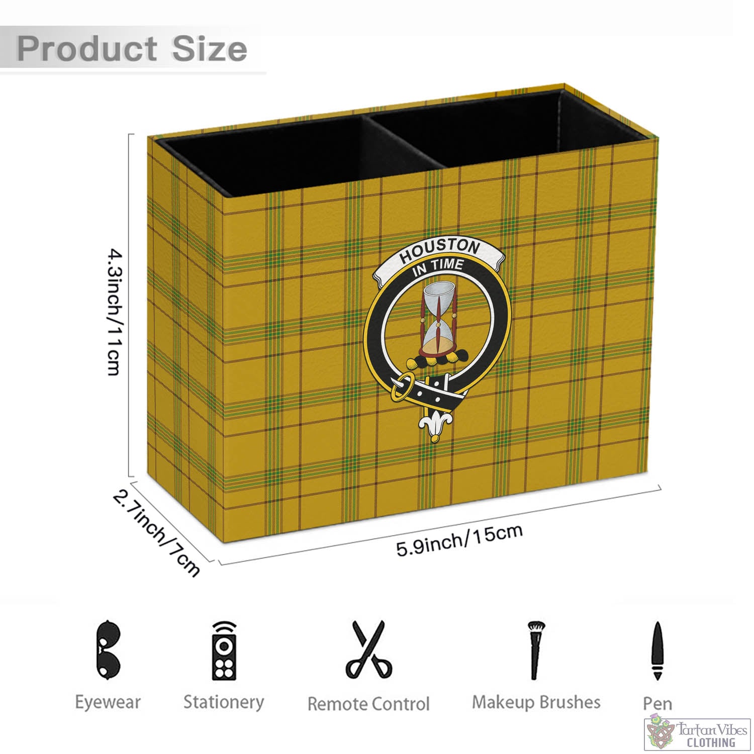 Tartan Vibes Clothing Houston Tartan Pen Holder with Family Crest