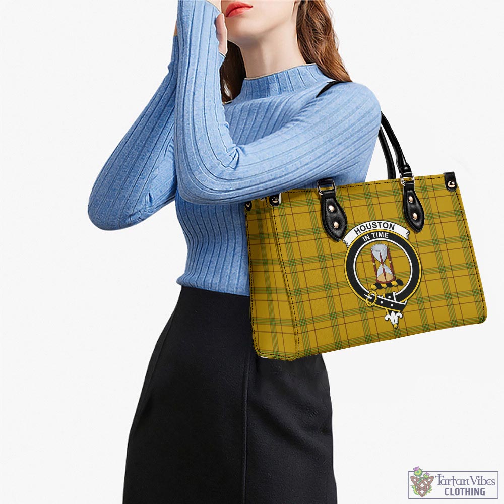 Tartan Vibes Clothing Houston Tartan Luxury Leather Handbags with Family Crest