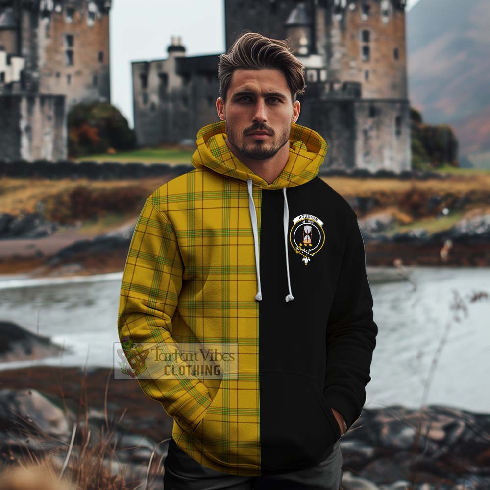 Tartan Vibes Clothing Houston Tartan Cotton Hoodie with Family Crest and Half Of Me Style